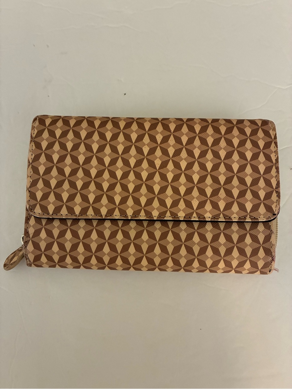 Mundi Dual Zip Clutch Wallet Geometric Pattern Women Classic Preppy Multi Pocket